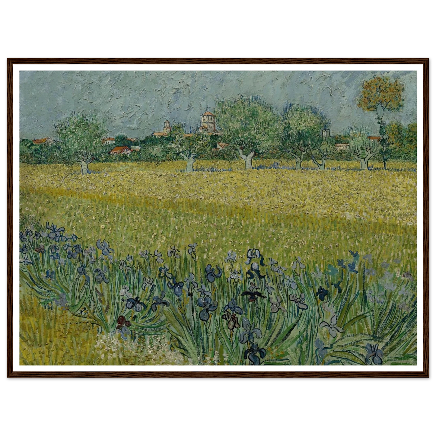 View of Arles with Irises (1888) Art Print | Vincent van Gogh - Framed Poster - 30x40 cm / 12x16″ - Black frame