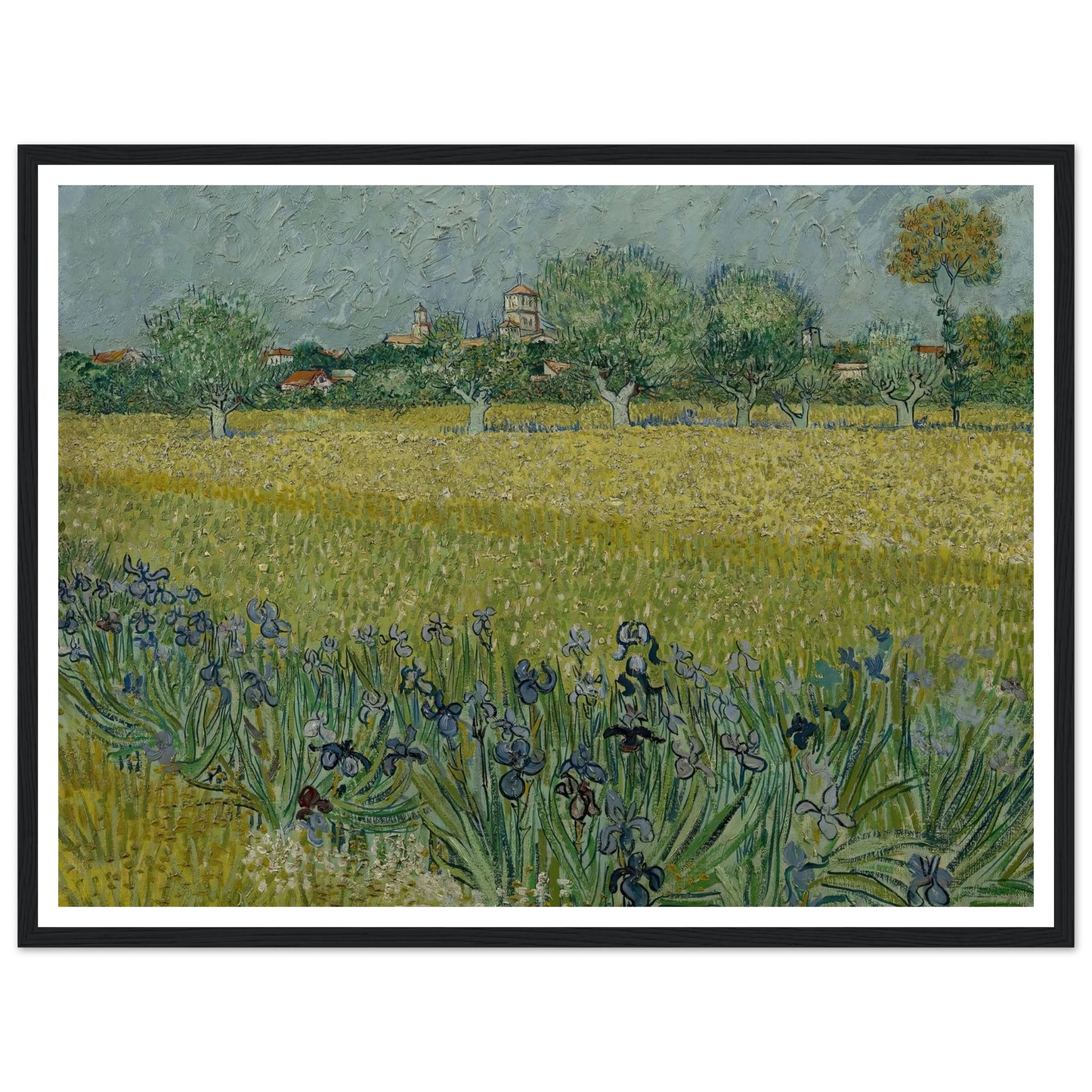 View of Arles with Irises (1888) Art Print | Vincent van Gogh - Framed Poster - 30x40 cm / 12x16″ - Black frame