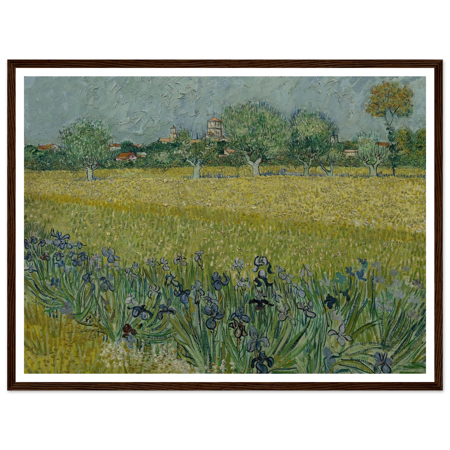 View of Arles with Irises (1888) Art Print | Vincent van Gogh - Framed Poster - 30x40 cm / 12x16″ - Black frame