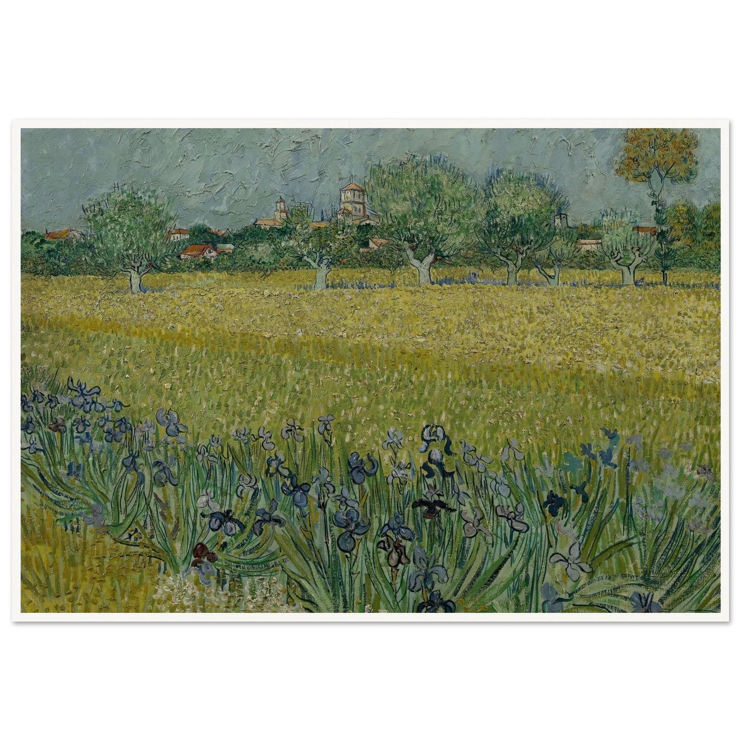 View of Arles with Irises (1888) Art Print | Vincent van Gogh - Framed Poster - 30x40 cm / 12x16″ - Black frame