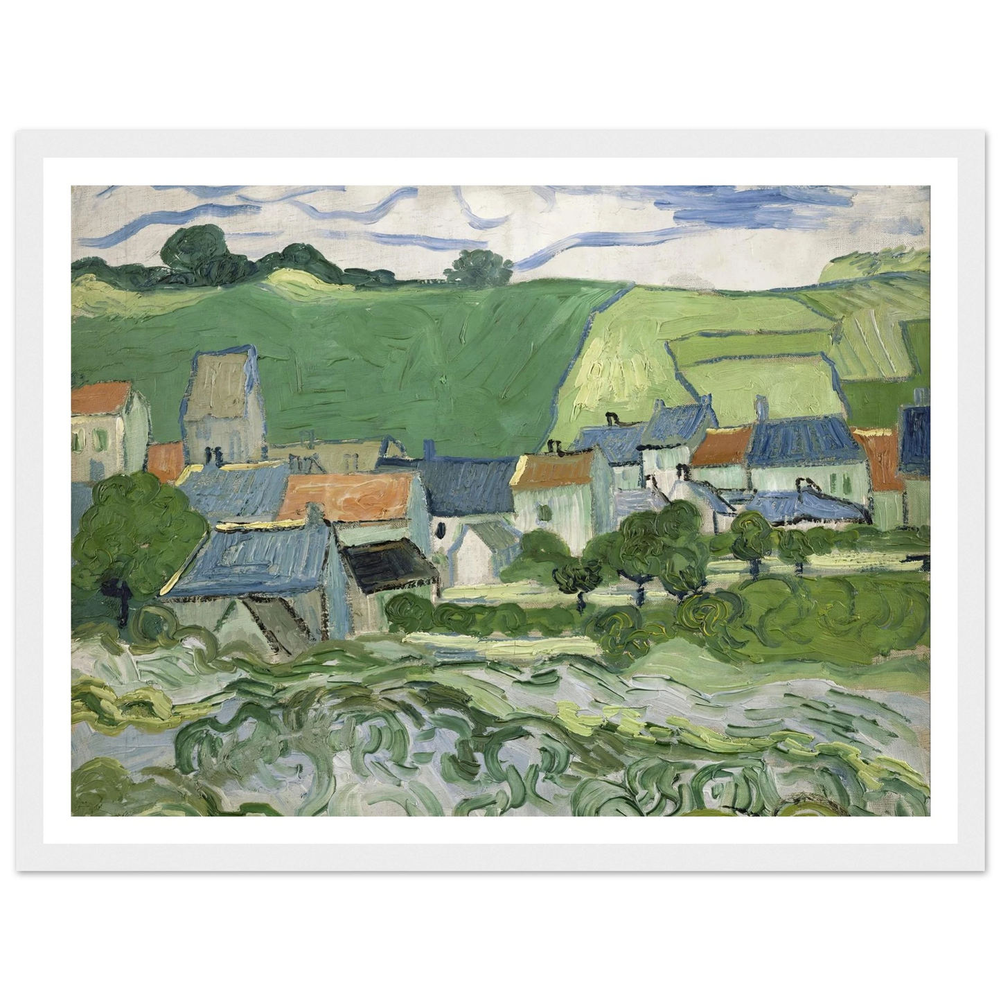 View of Auvers (1890) Art Print | Vincent van Gogh - Framed Poster - 30x40 cm / 12x16″ - Black frame