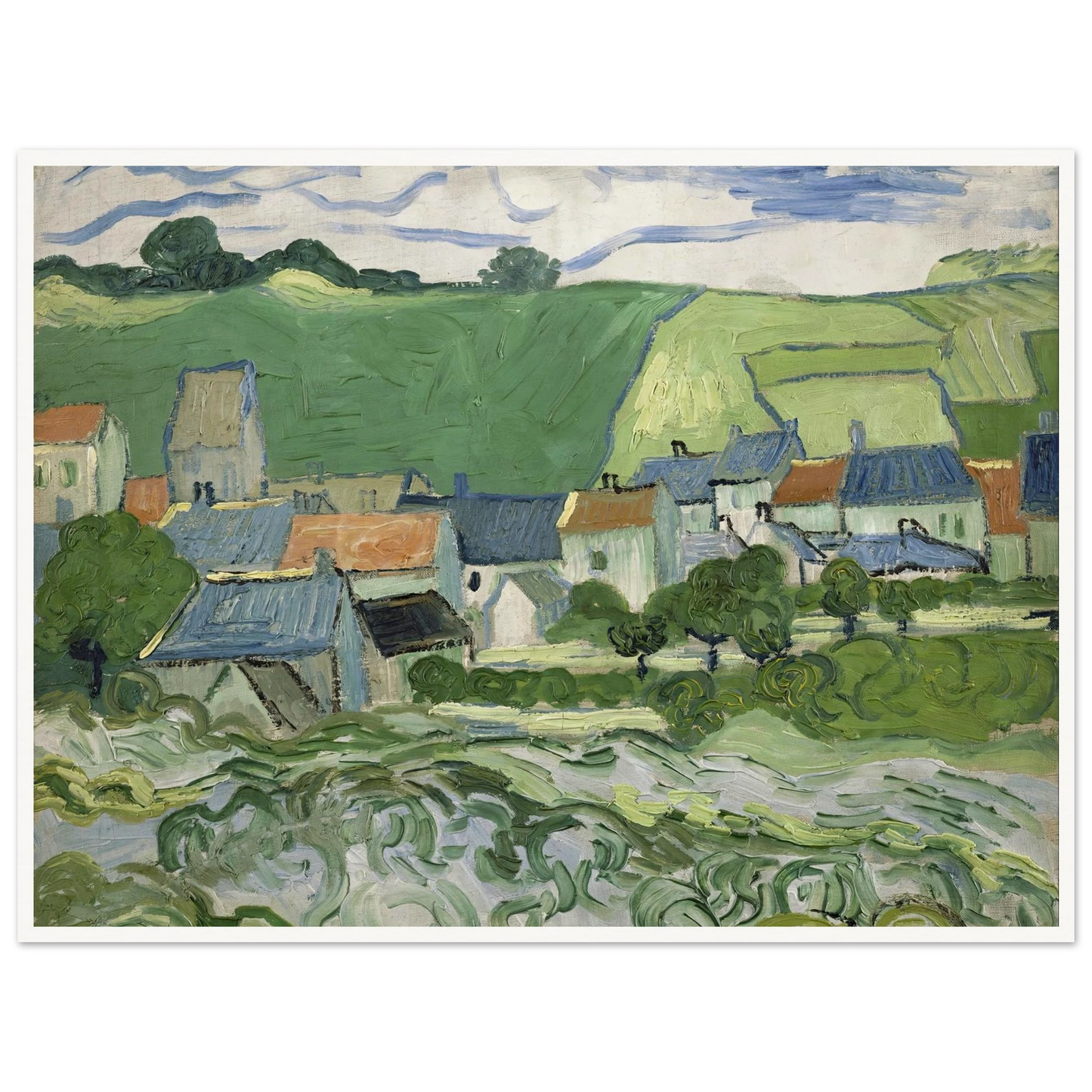 View of Auvers (1890) Art Print | Vincent van Gogh - Framed Poster - 30x40 cm / 12x16″ - Black frame