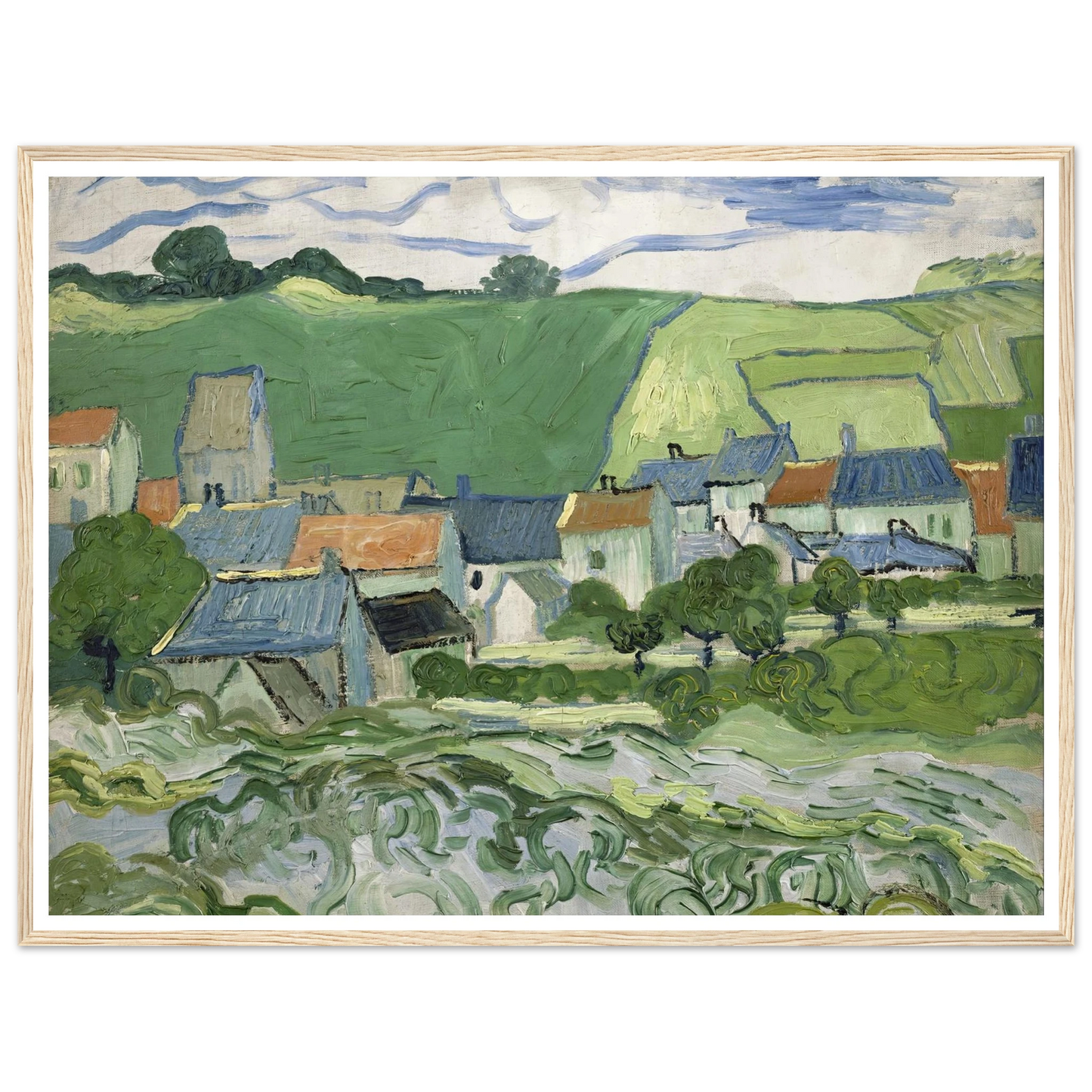 View of Auvers (1890) Art Print | Vincent van Gogh - Framed Poster - 30x40 cm / 12x16″ - Black frame