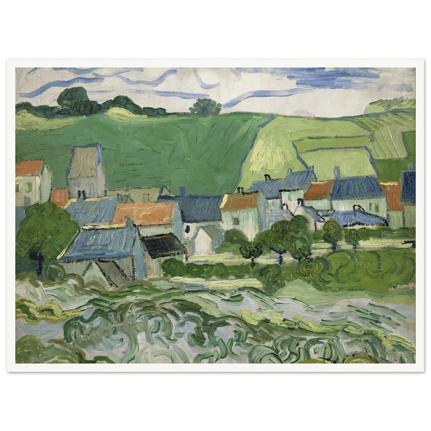 View of Auvers (1890) Art Print | Vincent van Gogh - Framed Poster - 30x40 cm / 12x16″ - Black frame