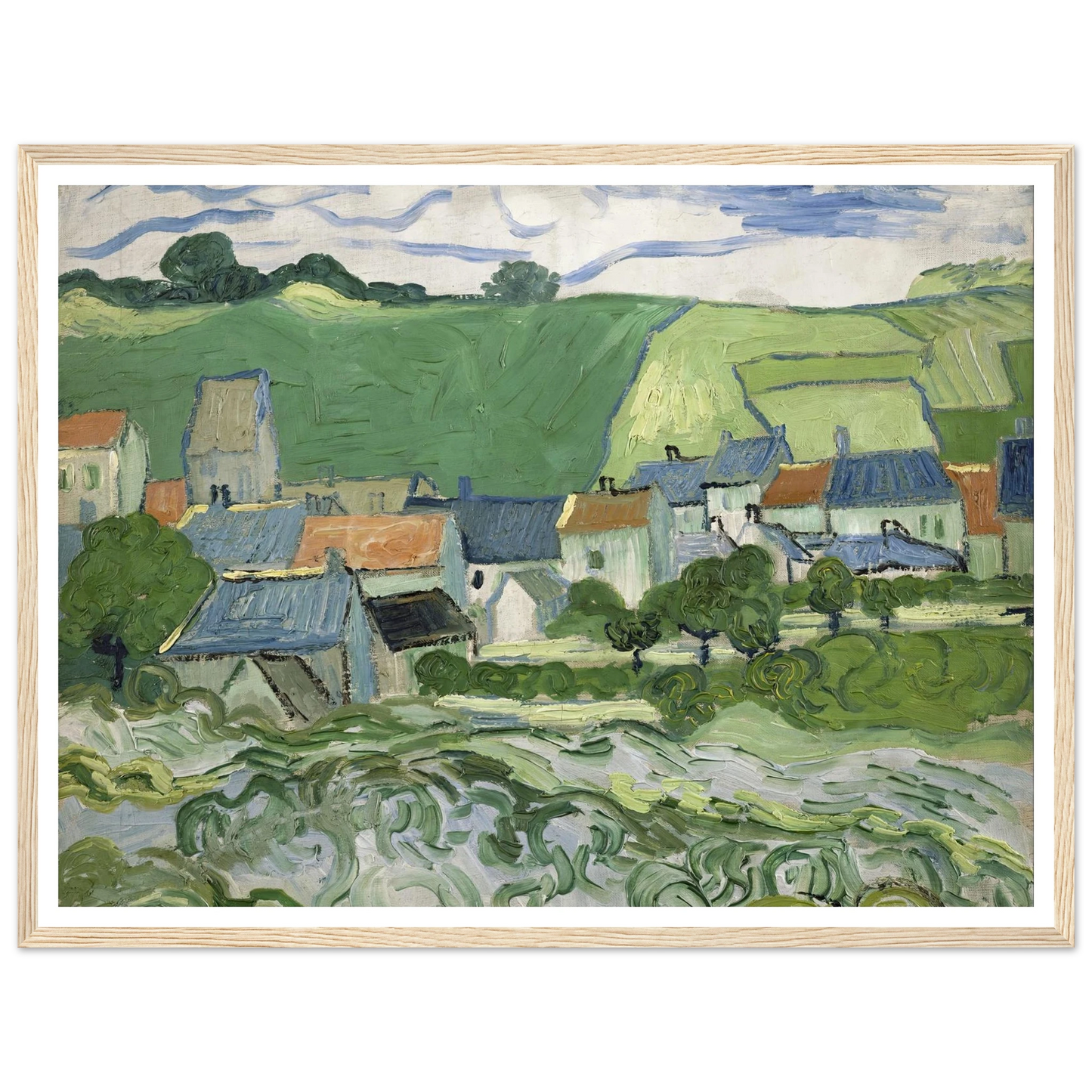 View of Auvers (1890) Art Print | Vincent van Gogh - Framed Poster - 30x40 cm / 12x16″ - Black frame