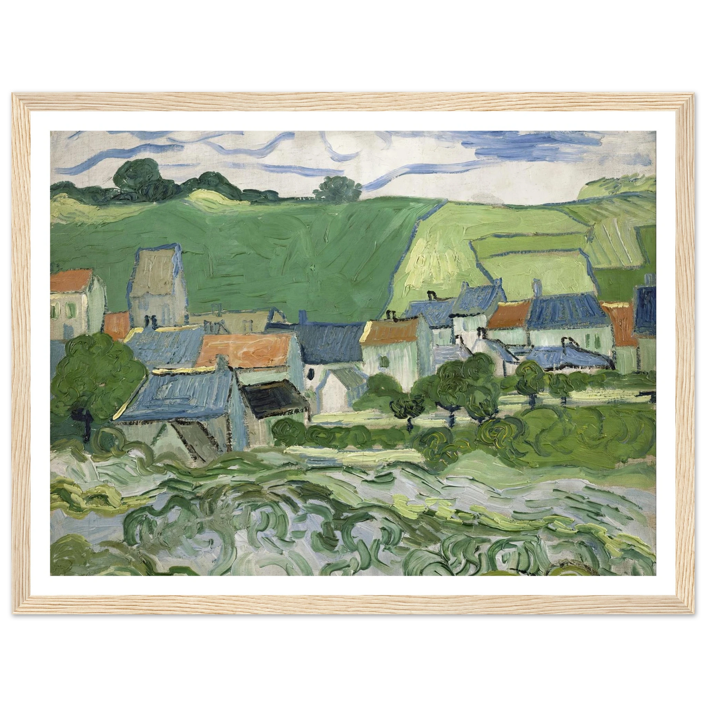 View of Auvers (1890) Art Print | Vincent van Gogh - Framed Poster - 30x40 cm / 12x16″ - Black frame