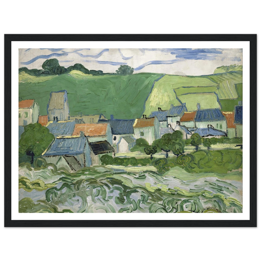 View of Auvers (1890) Art Print | Vincent van Gogh - Framed Poster - 30x40 cm / 12x16″ - Black frame