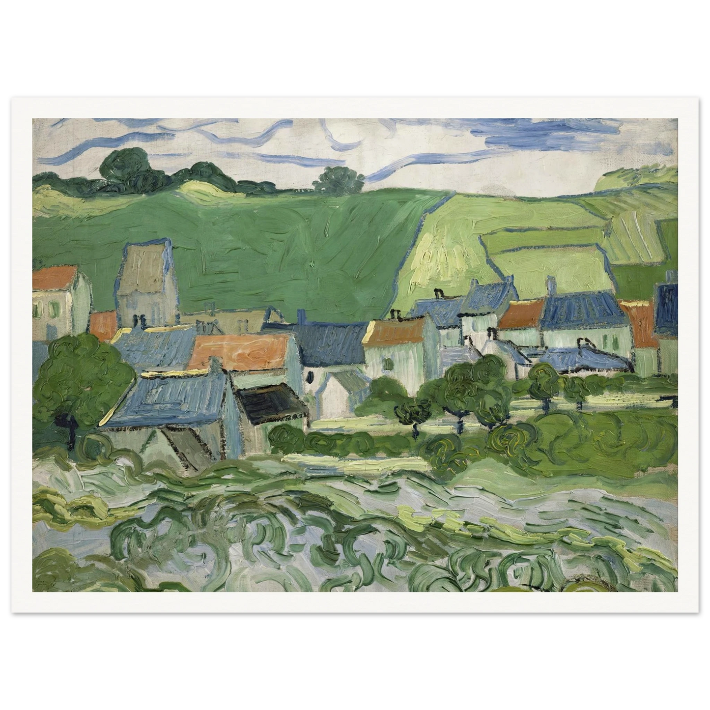 View of Auvers (1890) Art Print | Vincent van Gogh - Framed Poster - 30x40 cm / 12x16″ - Black frame