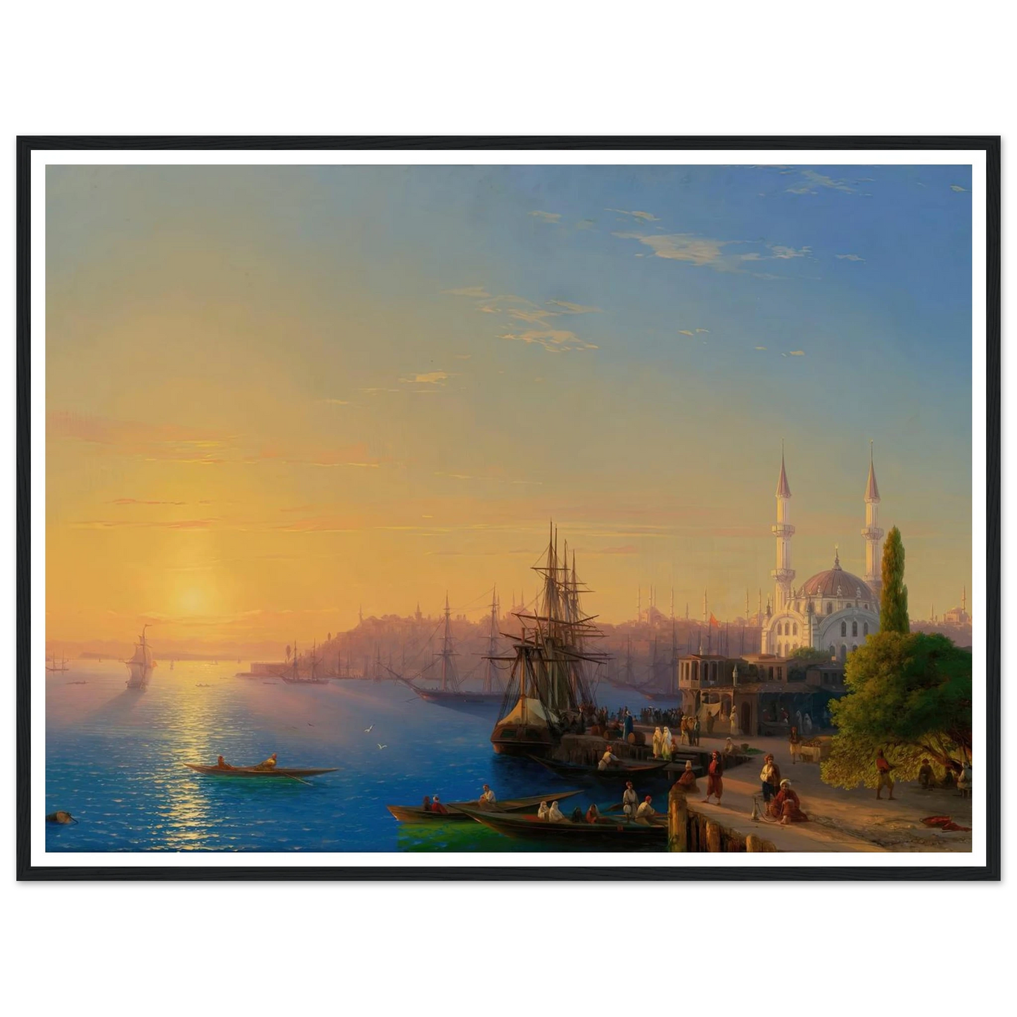 View Of Constantinople And The Bosphorus (1856) Art Print | Ivan Konstantinovich Aivazovsky - Framed Poster - 30x40 cm / 12x16″ - Black frame