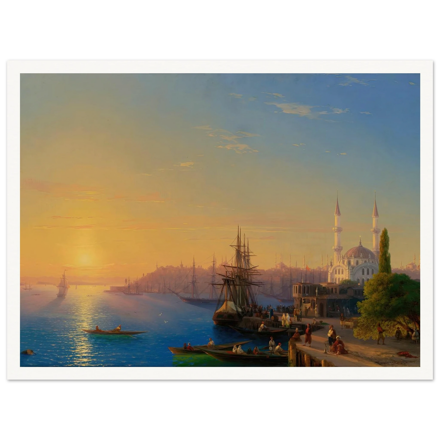 View Of Constantinople And The Bosphorus (1856) Art Print | Ivan Konstantinovich Aivazovsky - Framed Poster - 30x40 cm / 12x16″ - Black frame