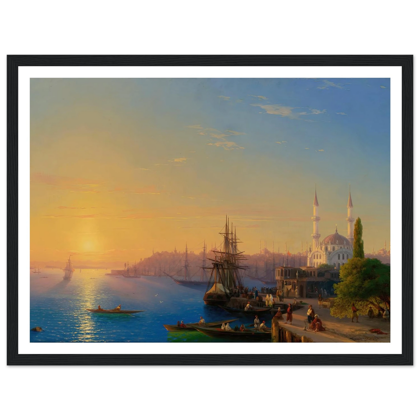 View Of Constantinople And The Bosphorus (1856) Art Print | Ivan Konstantinovich Aivazovsky - Framed Poster - 30x40 cm / 12x16″ - Black frame