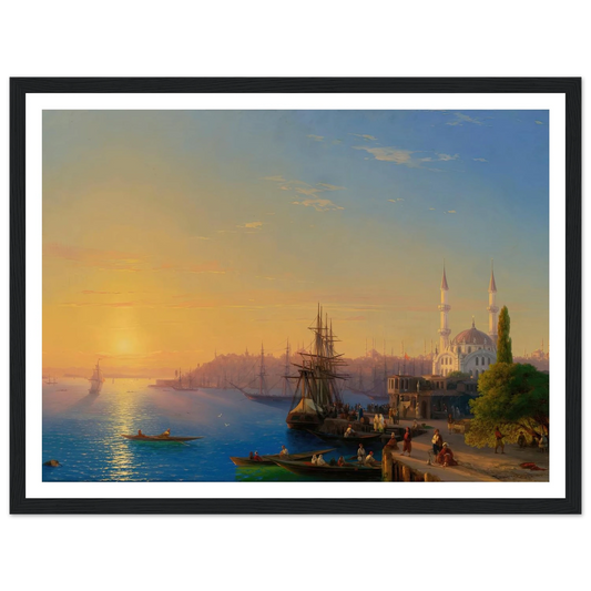 View Of Constantinople And The Bosphorus (1856) Art Print | Ivan Konstantinovich Aivazovsky - Framed Poster - 30x40 cm / 12x16″ - Black frame