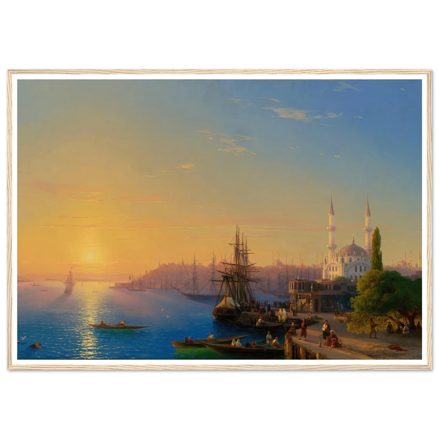 View Of Constantinople And The Bosphorus (1856) Art Print | Ivan Konstantinovich Aivazovsky - Framed Poster - 30x40 cm / 12x16″ - Black frame