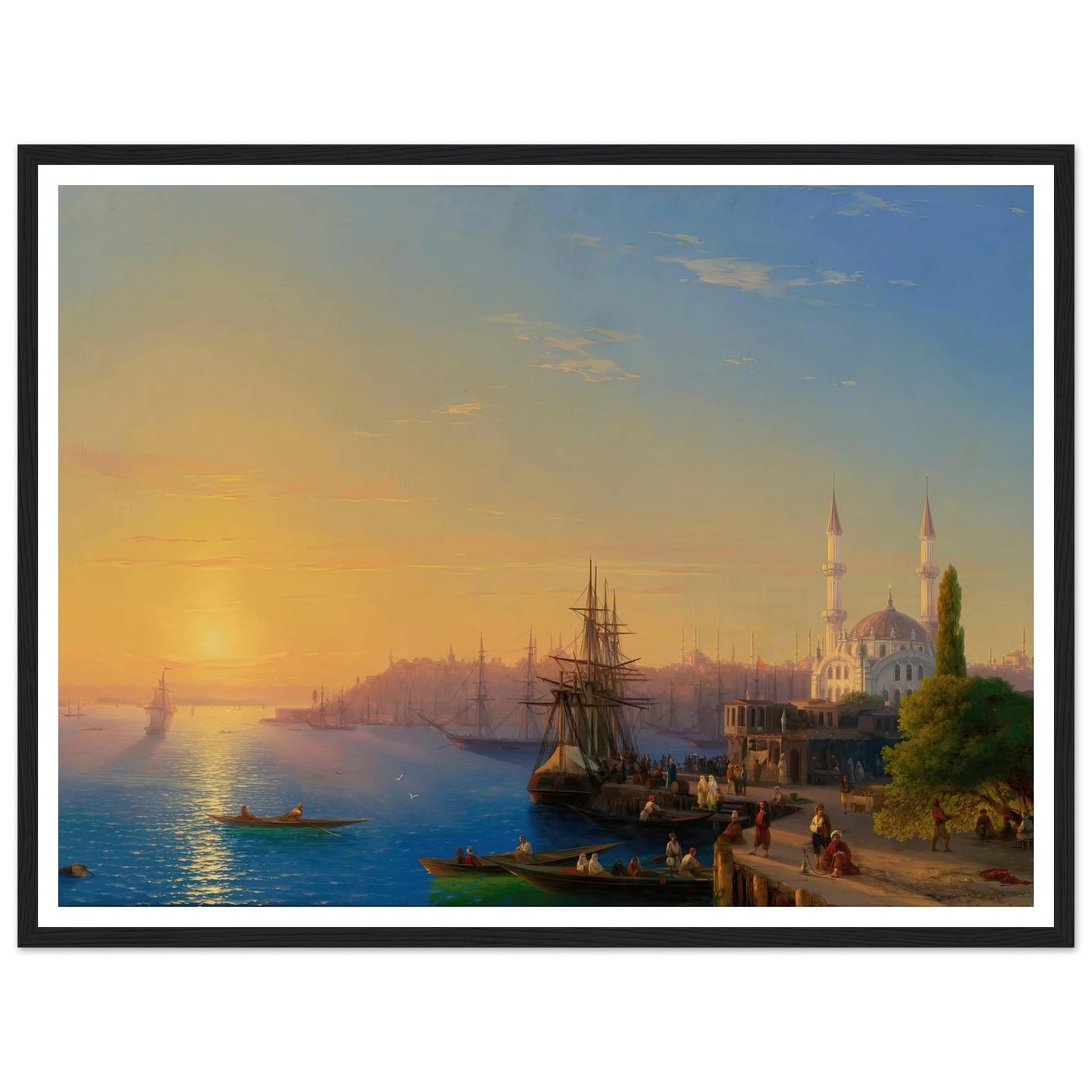 View Of Constantinople And The Bosphorus (1856) Art Print | Ivan Konstantinovich Aivazovsky - Framed Poster - 30x40 cm / 12x16″ - Black frame