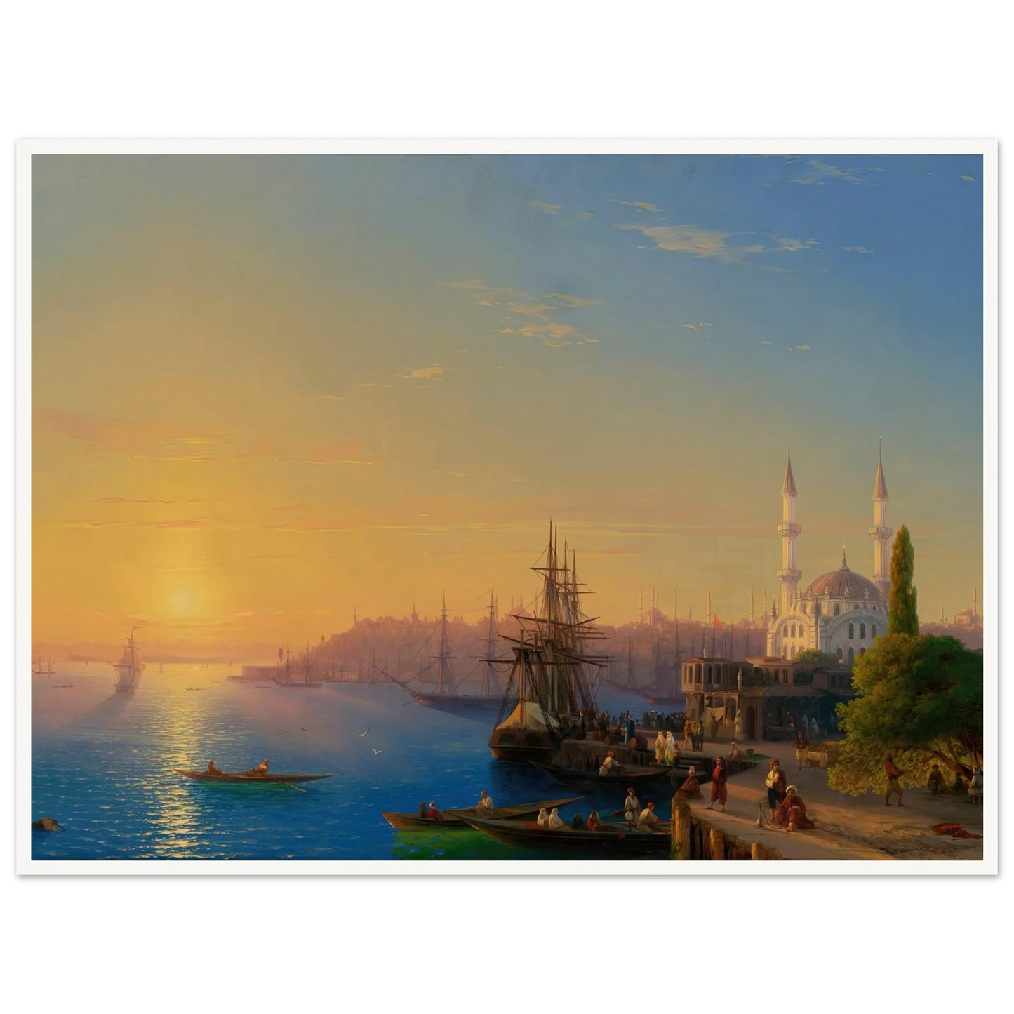 View Of Constantinople And The Bosphorus (1856) Art Print | Ivan Konstantinovich Aivazovsky - Framed Poster - 30x40 cm / 12x16″ - Black frame