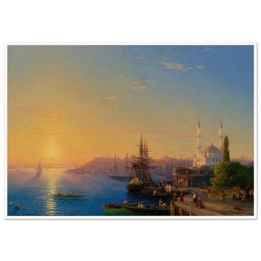 View Of Constantinople And The Bosphorus (1856) Art Print | Ivan Konstantinovich Aivazovsky - Framed Poster - 30x40 cm / 12x16″ - Black frame