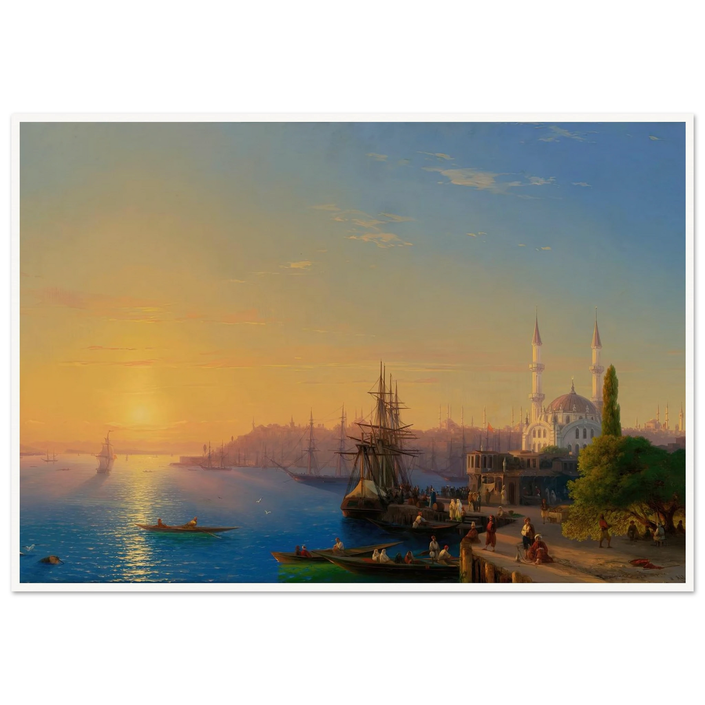 View Of Constantinople And The Bosphorus (1856) Art Print | Ivan Konstantinovich Aivazovsky - Framed Poster - 30x40 cm / 12x16″ - Black frame