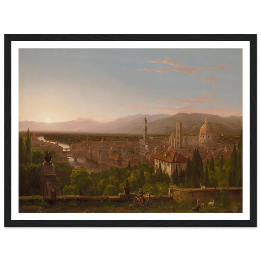 View of Florence (1837) Art Print | Thomas Cole - Framed Poster - 30x40 cm / 12x16″ - Black frame