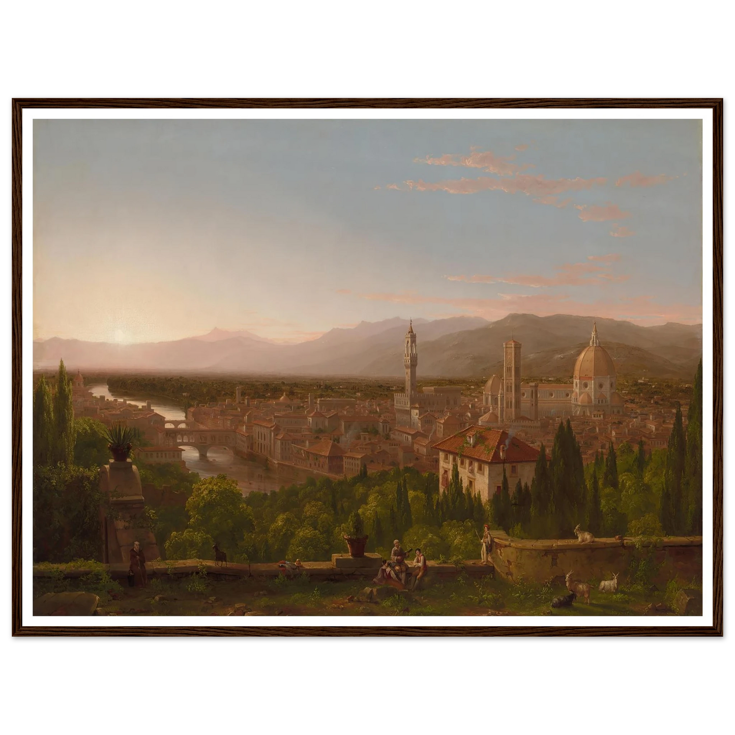 View of Florence (1837) Art Print | Thomas Cole - Framed Poster - 30x40 cm / 12x16″ - Black frame
