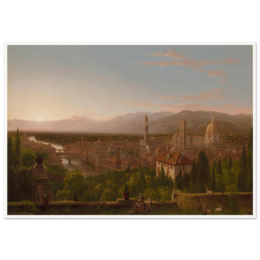 View of Florence (1837) Art Print | Thomas Cole - Framed Poster - 30x40 cm / 12x16″ - Black frame
