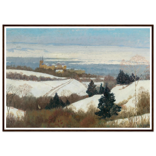 View of Klosterneuburg in winter Art Print | Max Kahrer - Framed Poster - 30x40 cm / 12x16″ - Black frame