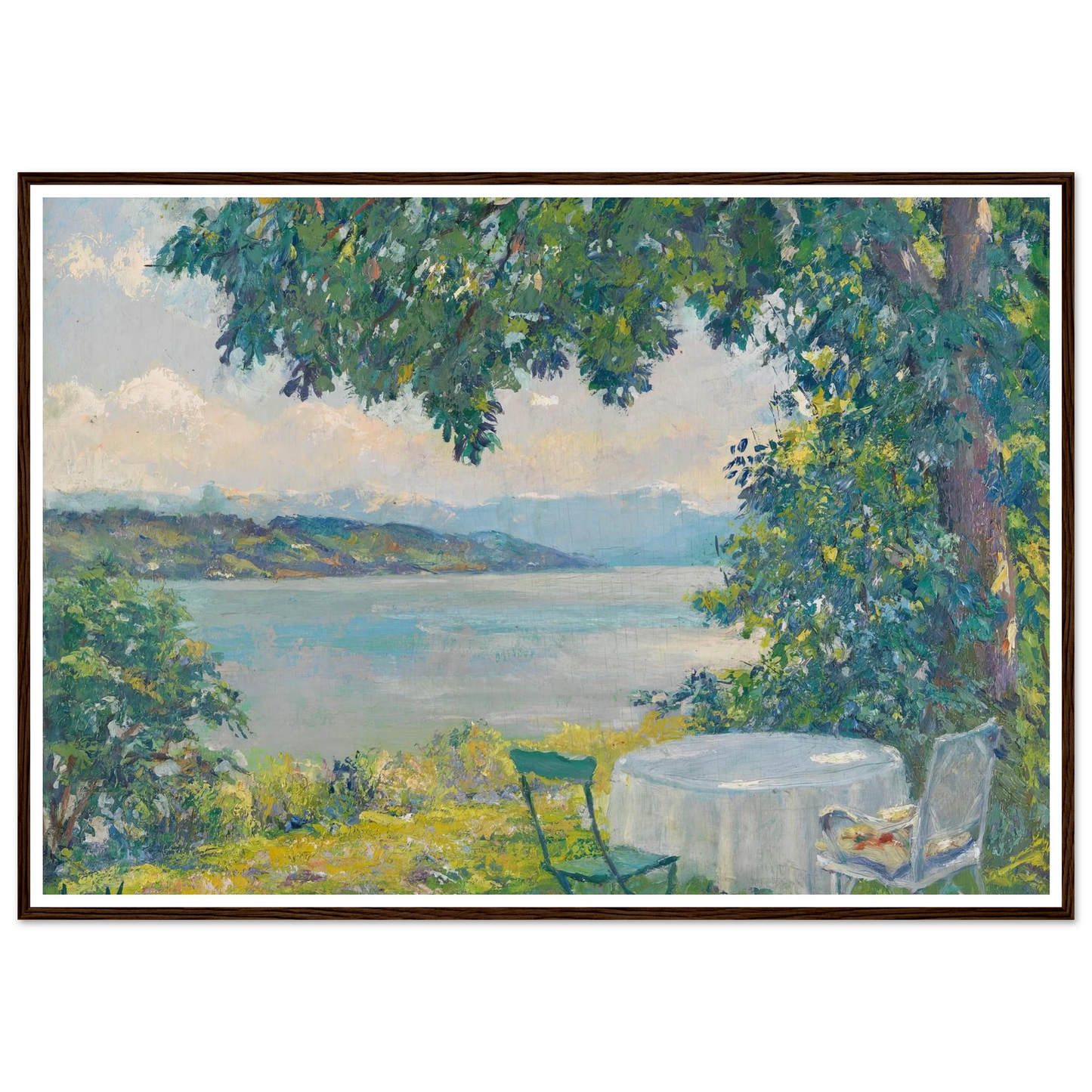 View of Lake Starnberg (1920-30) Art Print | Edward Cucuel - Framed Poster - 30x40 cm / 12x16″ - Black frame