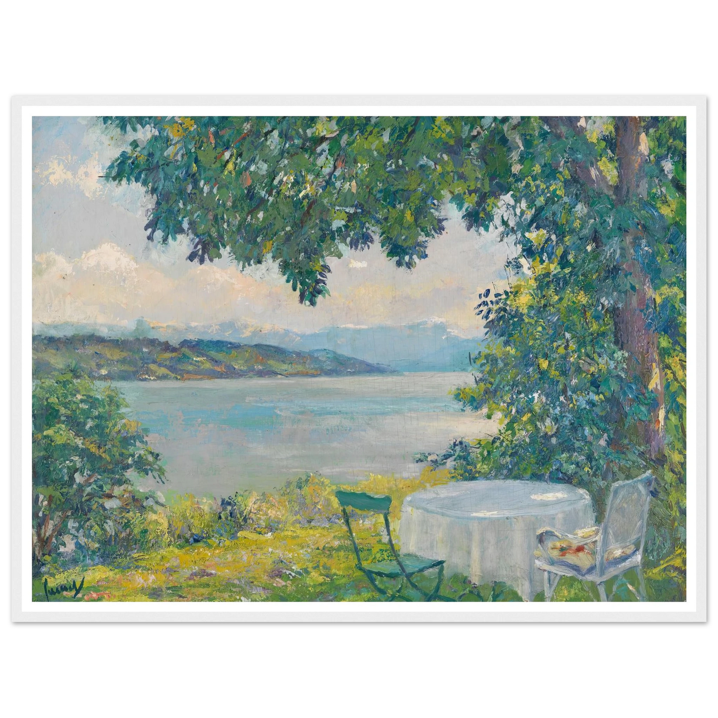 View of Lake Starnberg (1920-30) Art Print | Edward Cucuel - Framed Poster - 30x40 cm / 12x16″ - Black frame