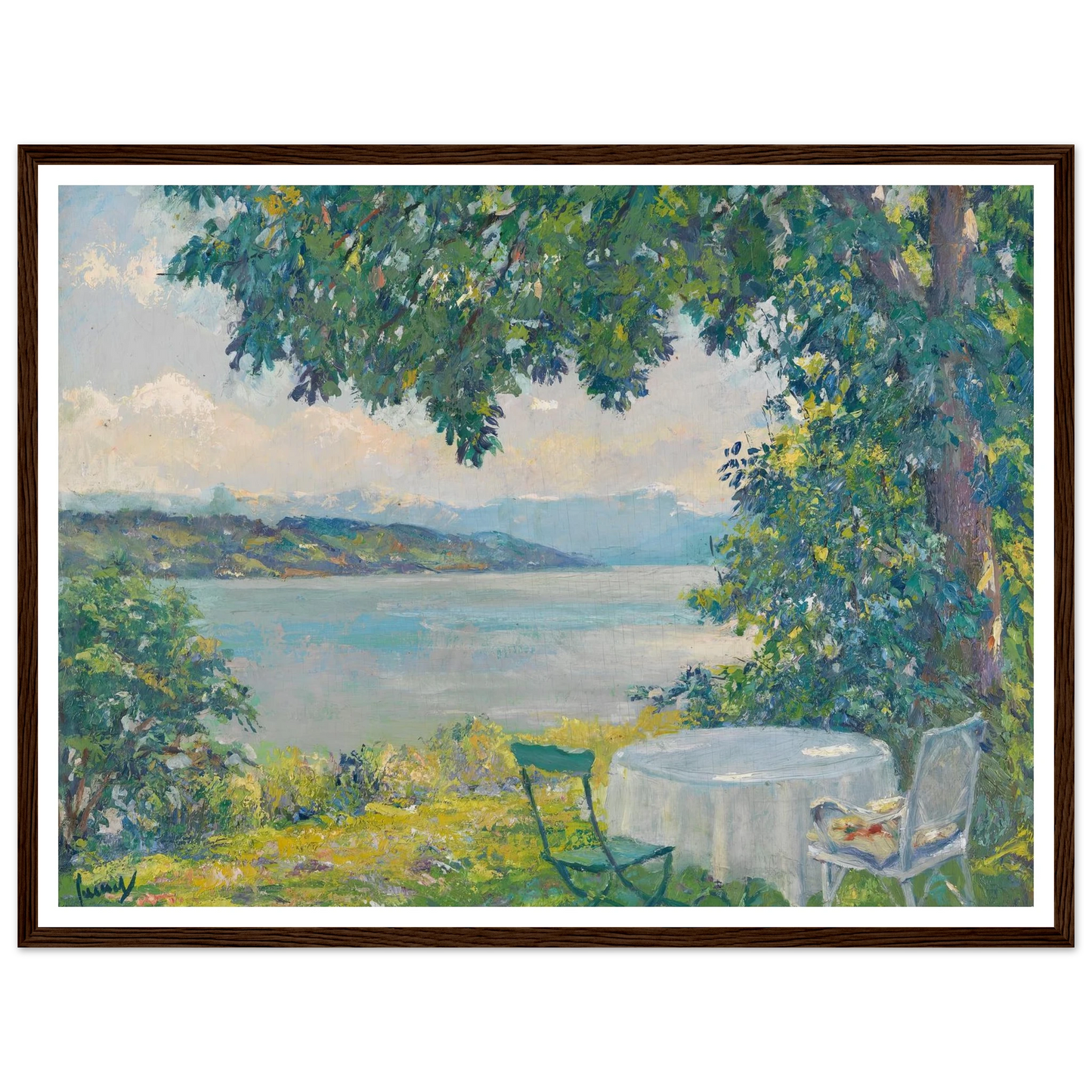 View of Lake Starnberg (1920-30) Art Print | Edward Cucuel - Framed Poster - 30x40 cm / 12x16″ - Black frame