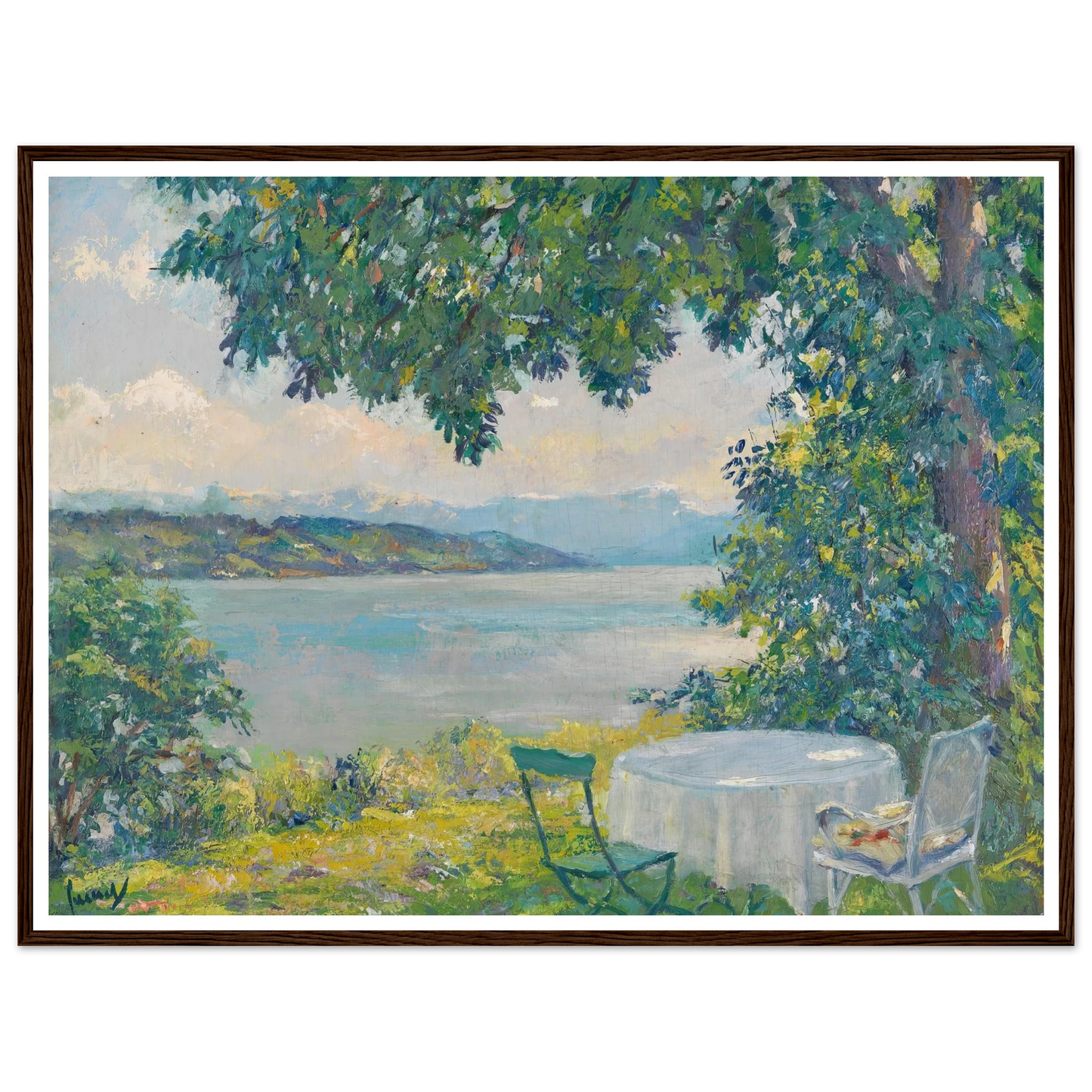 View of Lake Starnberg (1920-30) Art Print | Edward Cucuel - Framed Poster - 30x40 cm / 12x16″ - Black frame