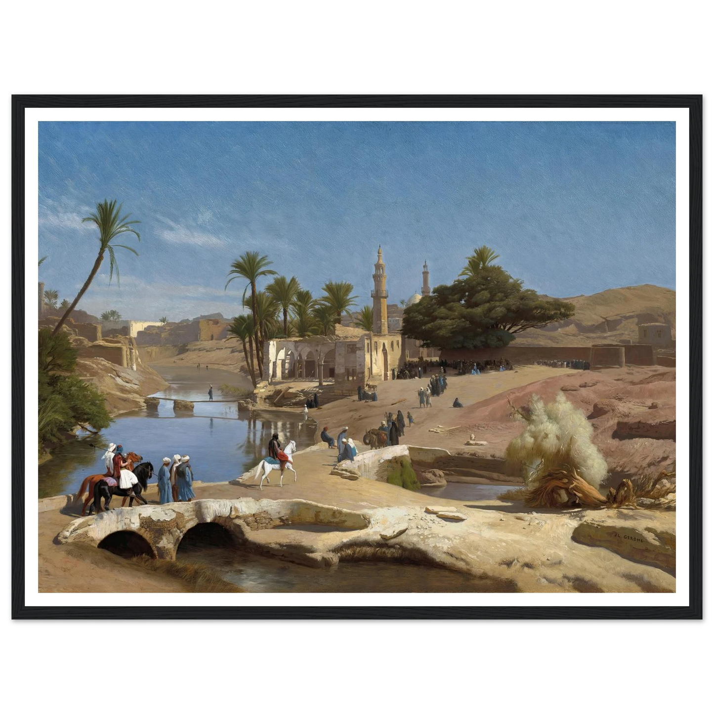 View of Medinet El-Fayoum (c. 1868-1870) Art Print | Jean Leon Gerome - Framed Poster - 30x40 cm / 12x16″ - Black frame