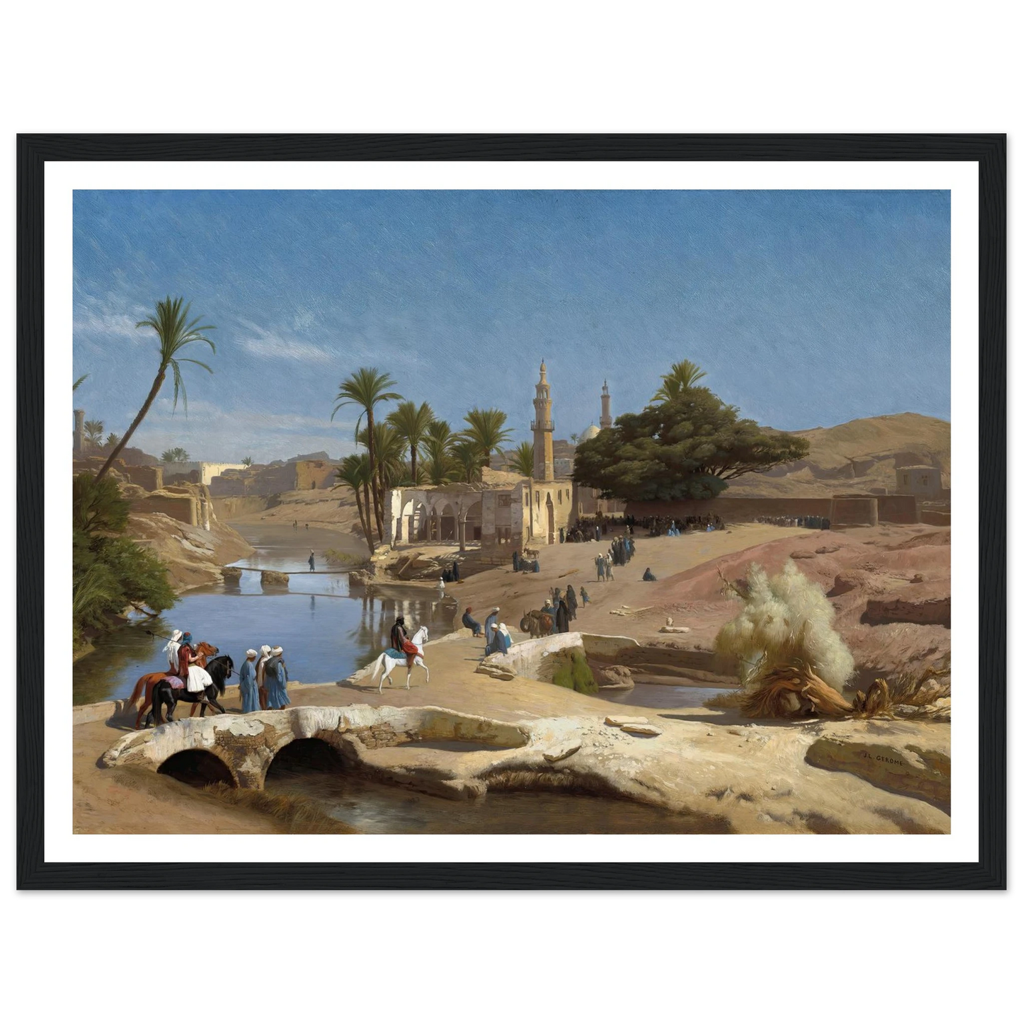 View of Medinet El-Fayoum (c. 1868-1870) Art Print | Jean Leon Gerome - Framed Poster - 30x40 cm / 12x16″ - Black frame