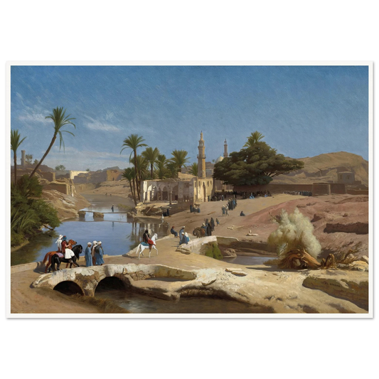 View of Medinet El-Fayoum (c. 1868-1870) Art Print | Jean Leon Gerome - Framed Poster - 30x40 cm / 12x16″ - Black frame