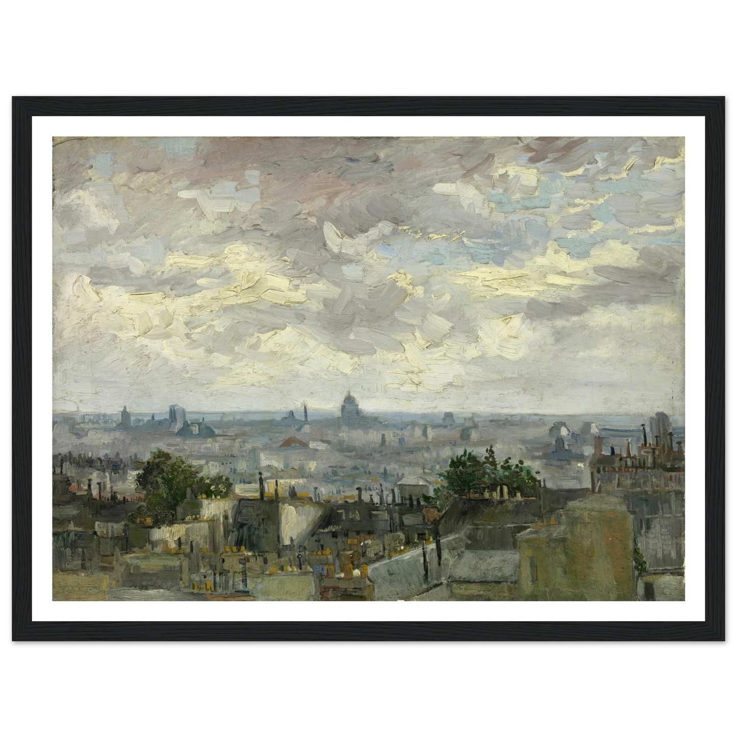 View of Paris (1886) Art Print | Vincent van Gogh - Framed Poster - 30x40 cm / 12x16″ - Black frame