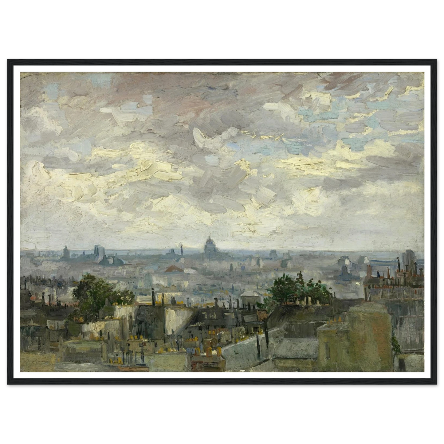 View of Paris (1886) Art Print | Vincent van Gogh - Framed Poster - 30x40 cm / 12x16″ - Black frame