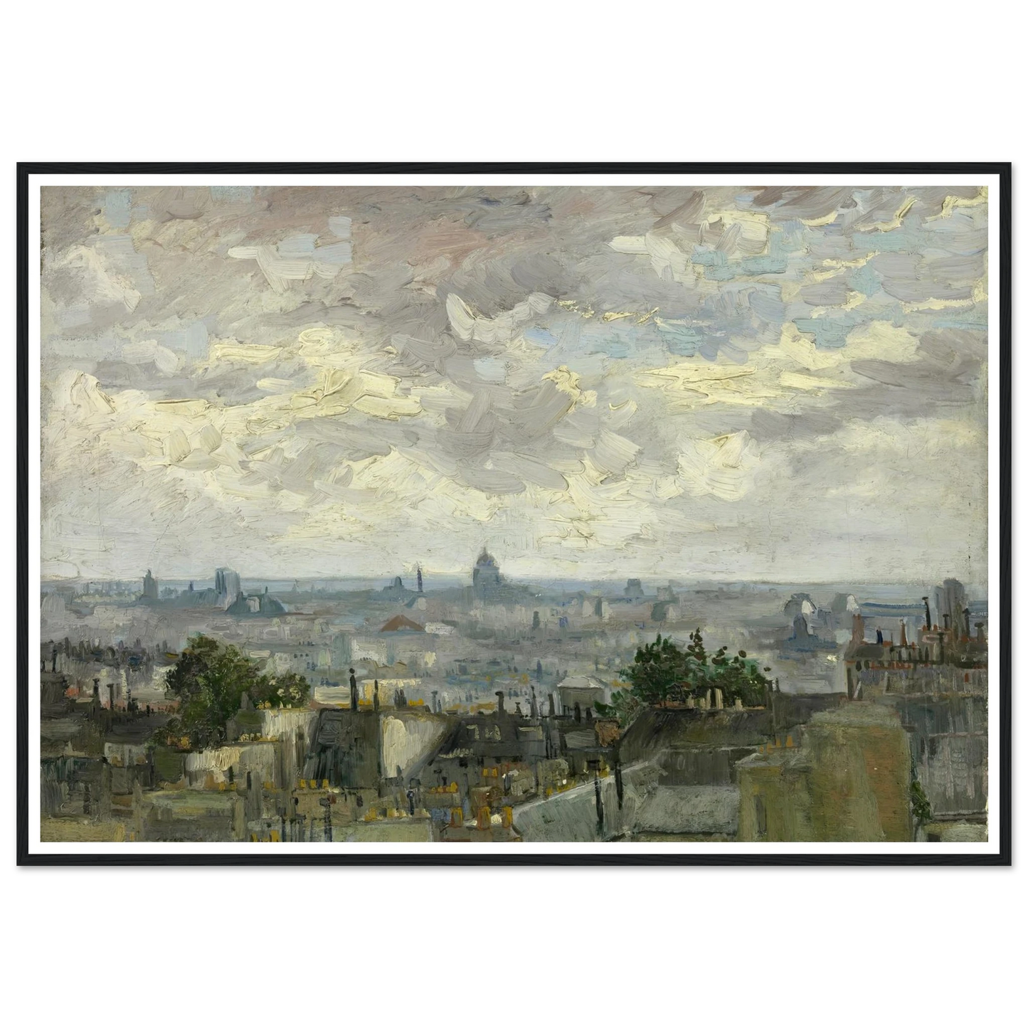View of Paris (1886) Art Print | Vincent van Gogh - Framed Poster - 30x40 cm / 12x16″ - Black frame