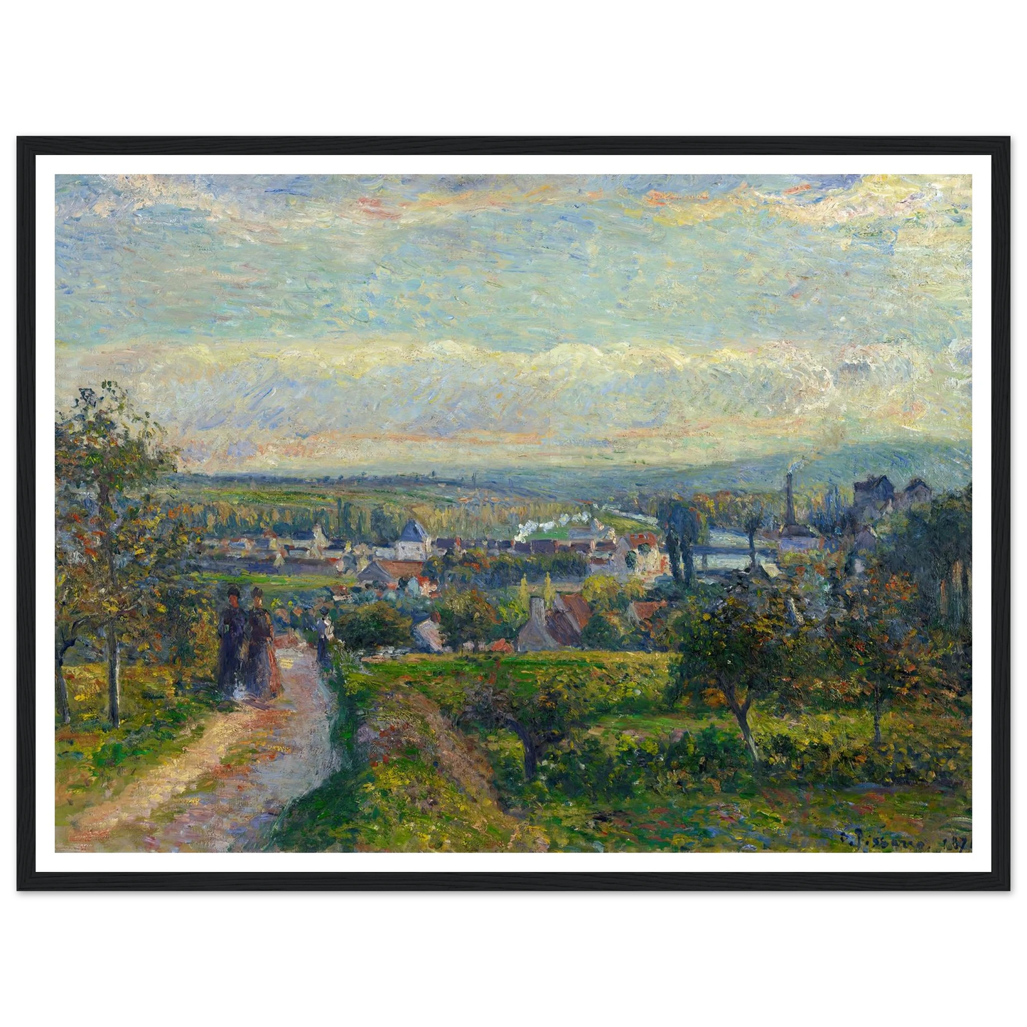 View of Saint-Ouen-l’Aumône (1876) Art Print | Camille Pissarro - Framed Poster - 30x40 cm / 12x16″ - Black frame