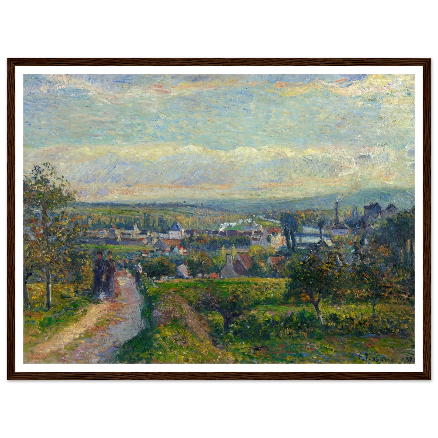 View of Saint-Ouen-l’Aumône (1876) Art Print | Camille Pissarro - Framed Poster - 30x40 cm / 12x16″ - Black frame