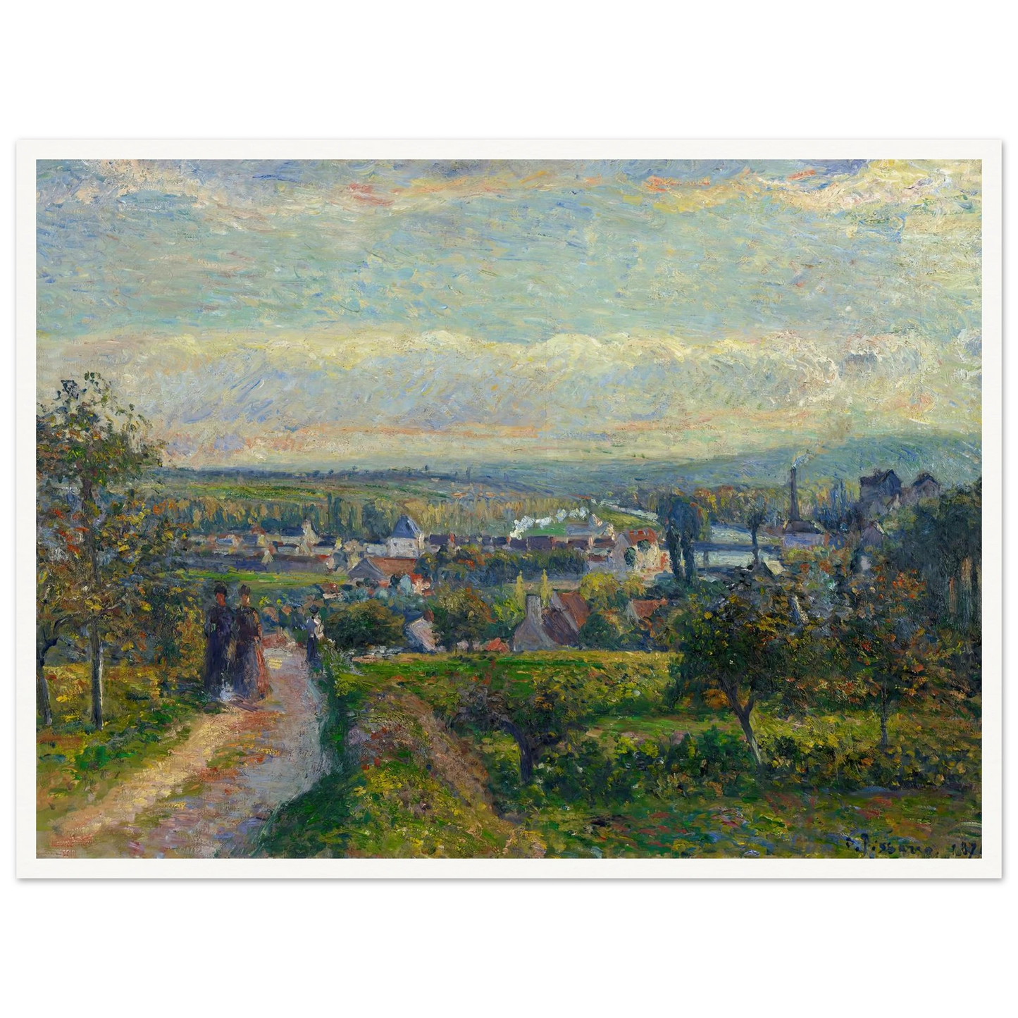View of Saint-Ouen-l’Aumône (1876) Art Print | Camille Pissarro - Framed Poster - 30x40 cm / 12x16″ - Black frame