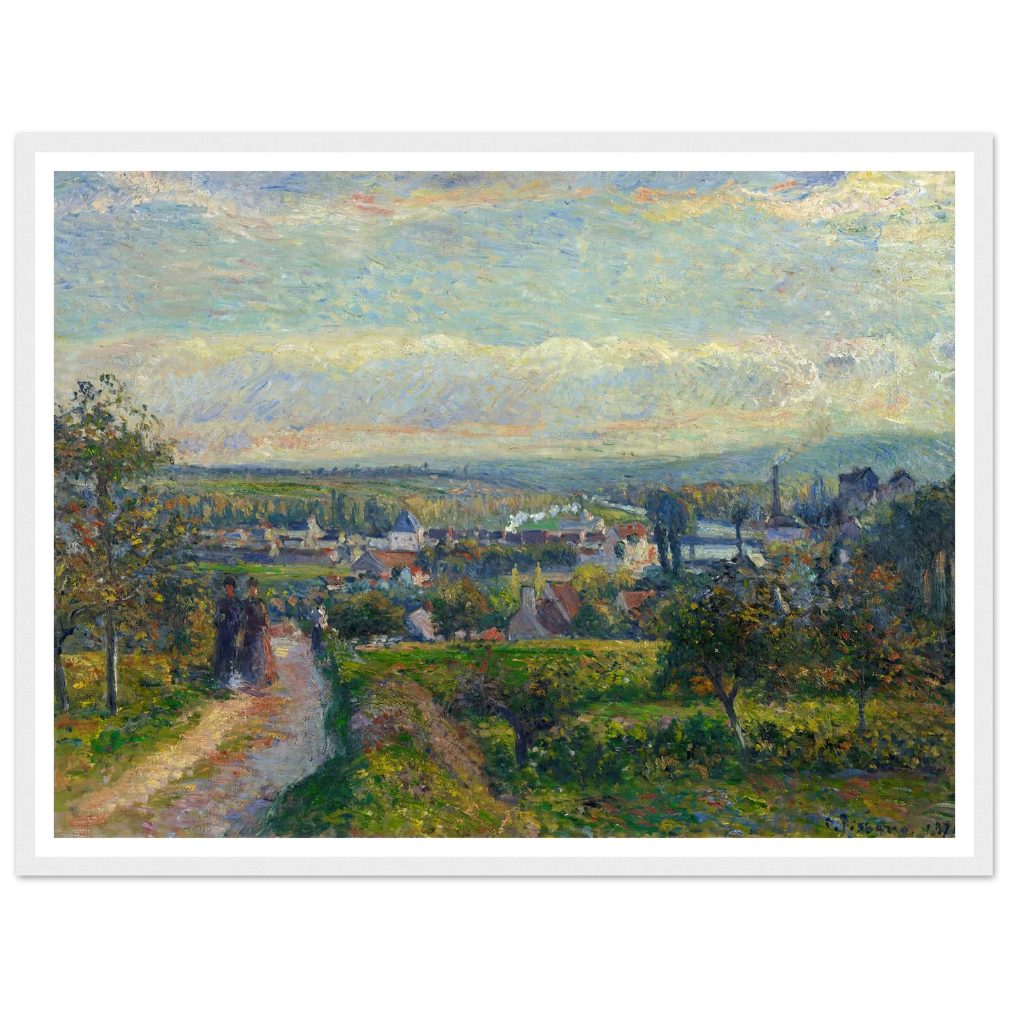 View of Saint-Ouen-l’Aumône (1876) Art Print | Camille Pissarro - Framed Poster - 30x40 cm / 12x16″ - Black frame