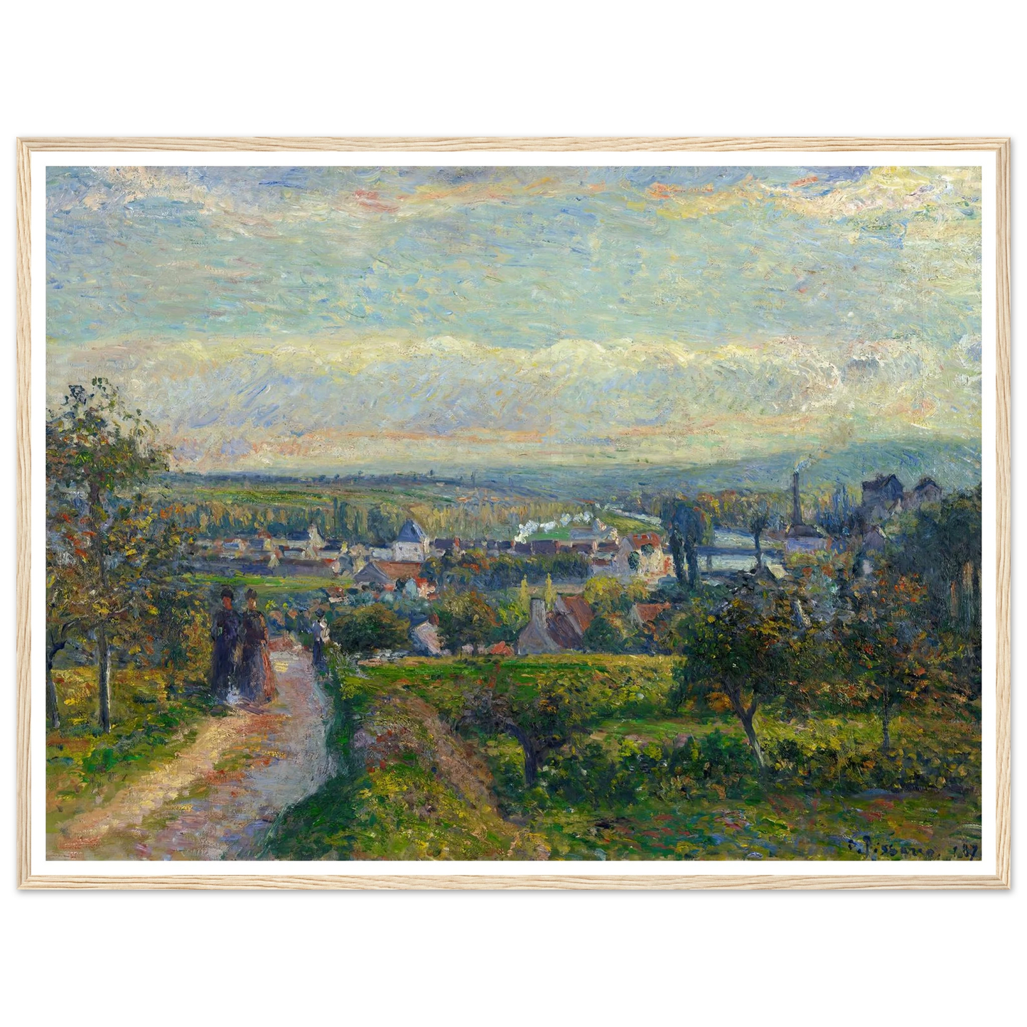 View of Saint-Ouen-l’Aumône (1876) Art Print | Camille Pissarro - Framed Poster - 30x40 cm / 12x16″ - Black frame