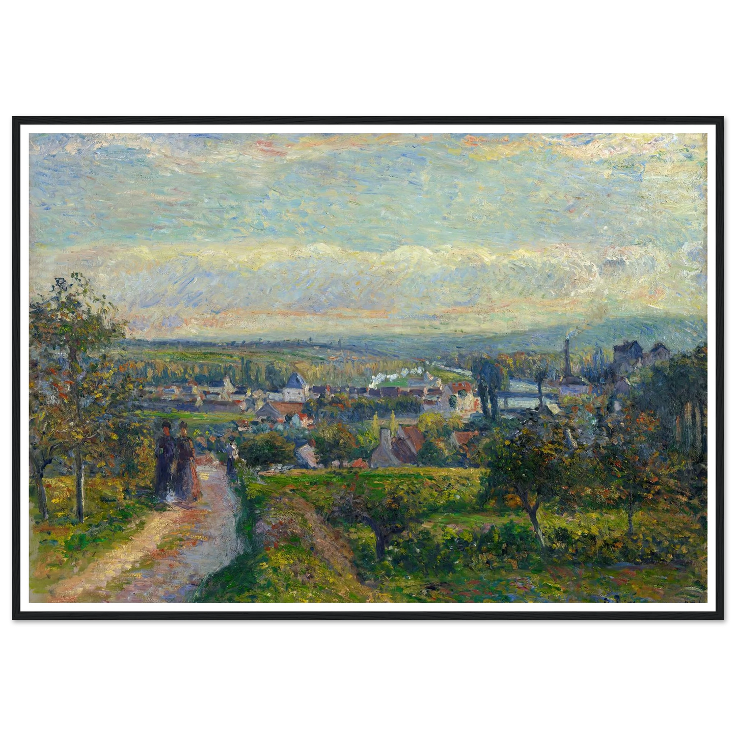 View of Saint-Ouen-l’Aumône (1876) Art Print | Camille Pissarro - Framed Poster - 30x40 cm / 12x16″ - Black frame