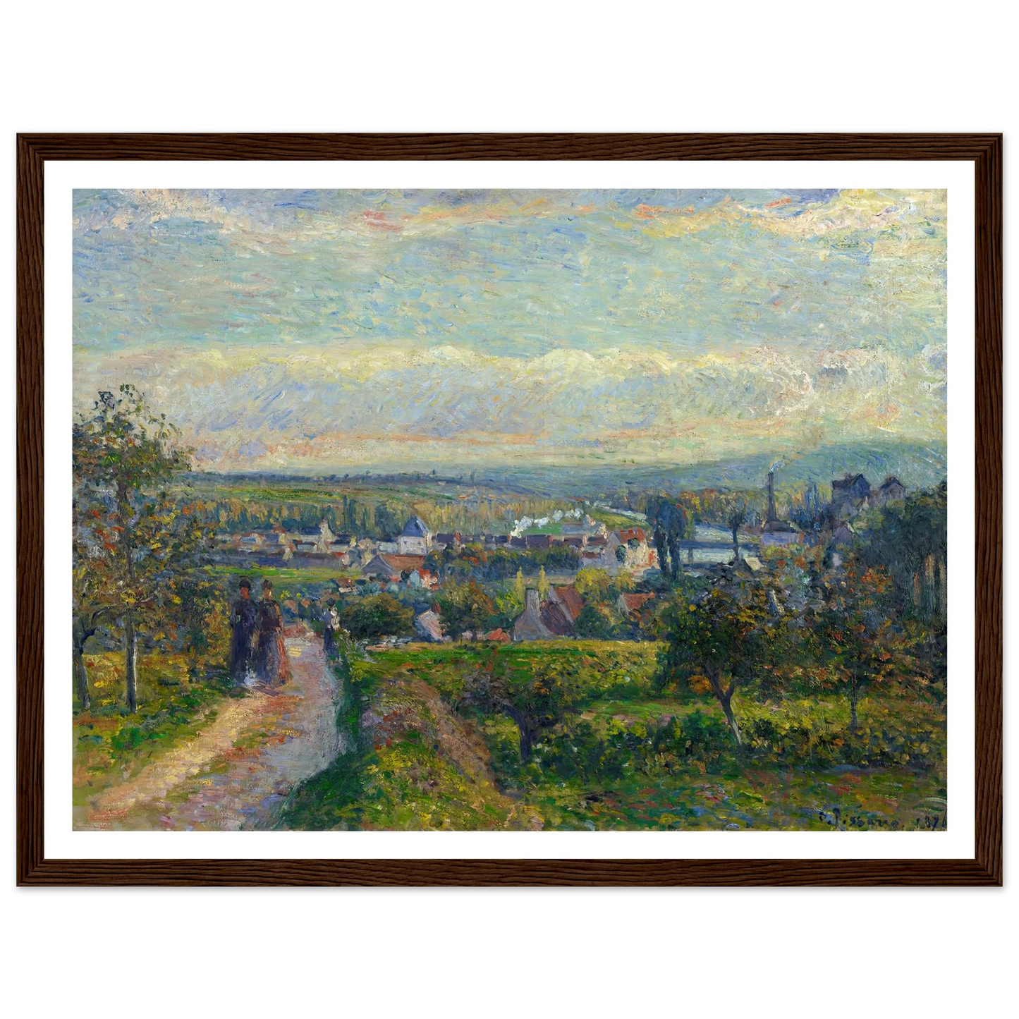 View of Saint-Ouen-l’Aumône (1876) Art Print | Camille Pissarro - Framed Poster - 30x40 cm / 12x16″ - Black frame