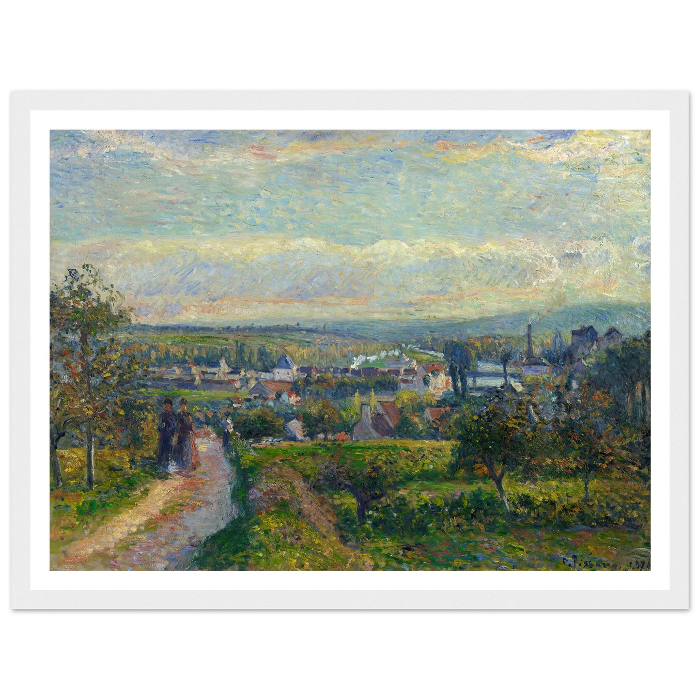 View of Saint-Ouen-l’Aumône (1876) Art Print | Camille Pissarro - Framed Poster - 30x40 cm / 12x16″ - Black frame