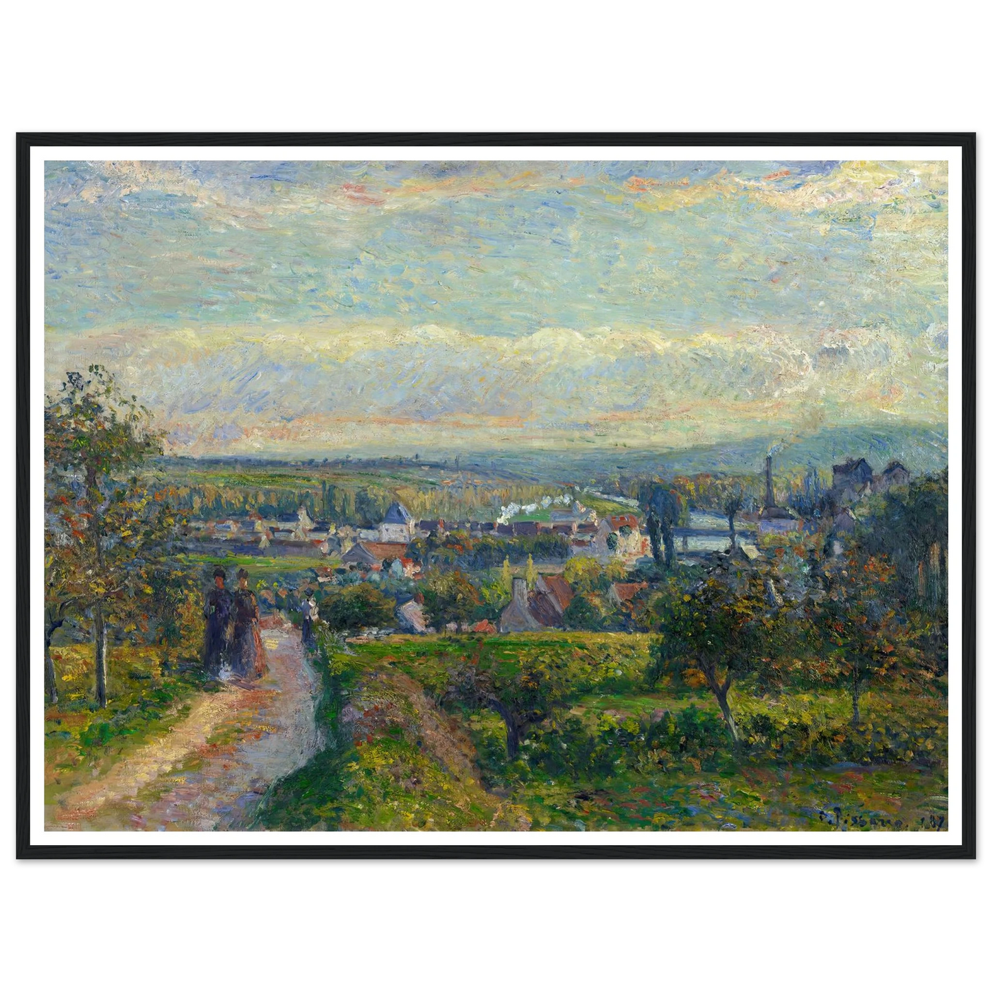 View of Saint-Ouen-l’Aumône (1876) Art Print | Camille Pissarro - Framed Poster - 30x40 cm / 12x16″ - Black frame