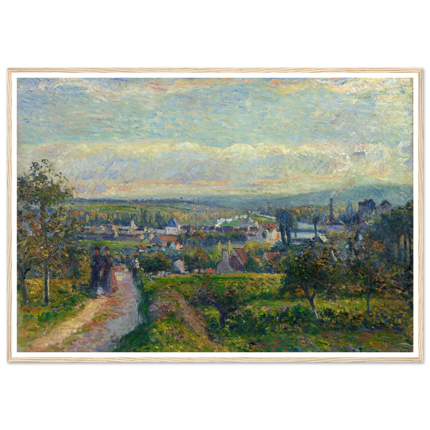 View of Saint-Ouen-l’Aumône (1876) Art Print | Camille Pissarro - Framed Poster - 30x40 cm / 12x16″ - Black frame