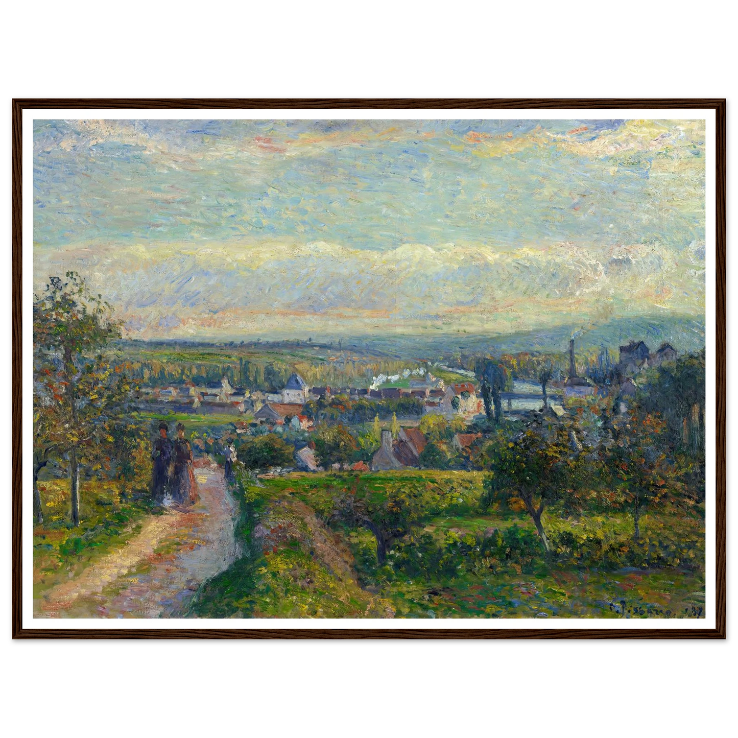 View of Saint-Ouen-l’Aumône (1876) Art Print | Camille Pissarro - Framed Poster - 30x40 cm / 12x16″ - Black frame