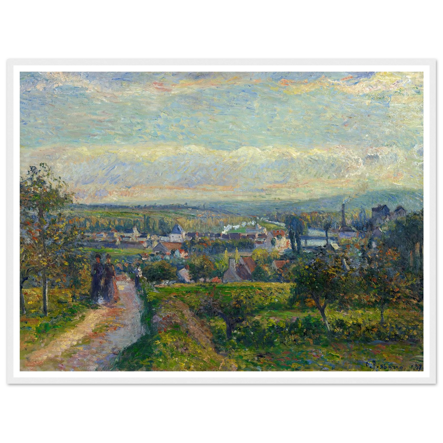 View of Saint-Ouen-l’Aumône (1876) Art Print | Camille Pissarro - Framed Poster - 30x40 cm / 12x16″ - Black frame