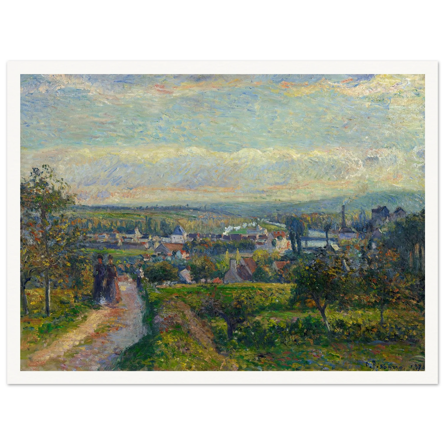 View of Saint-Ouen-l’Aumône (1876) Art Print | Camille Pissarro - Framed Poster - 30x40 cm / 12x16″ - Black frame