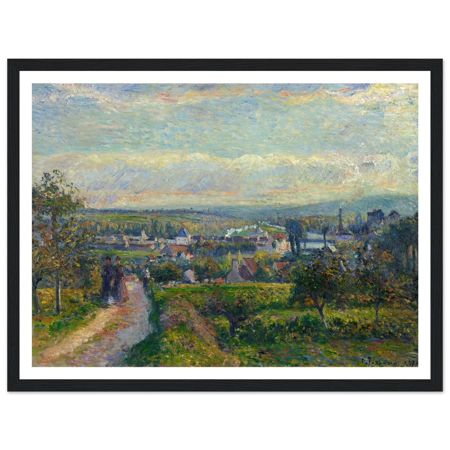 View of Saint-Ouen-l’Aumône (1876) Art Print | Camille Pissarro - Framed Poster - 30x40 cm / 12x16″ - Black frame