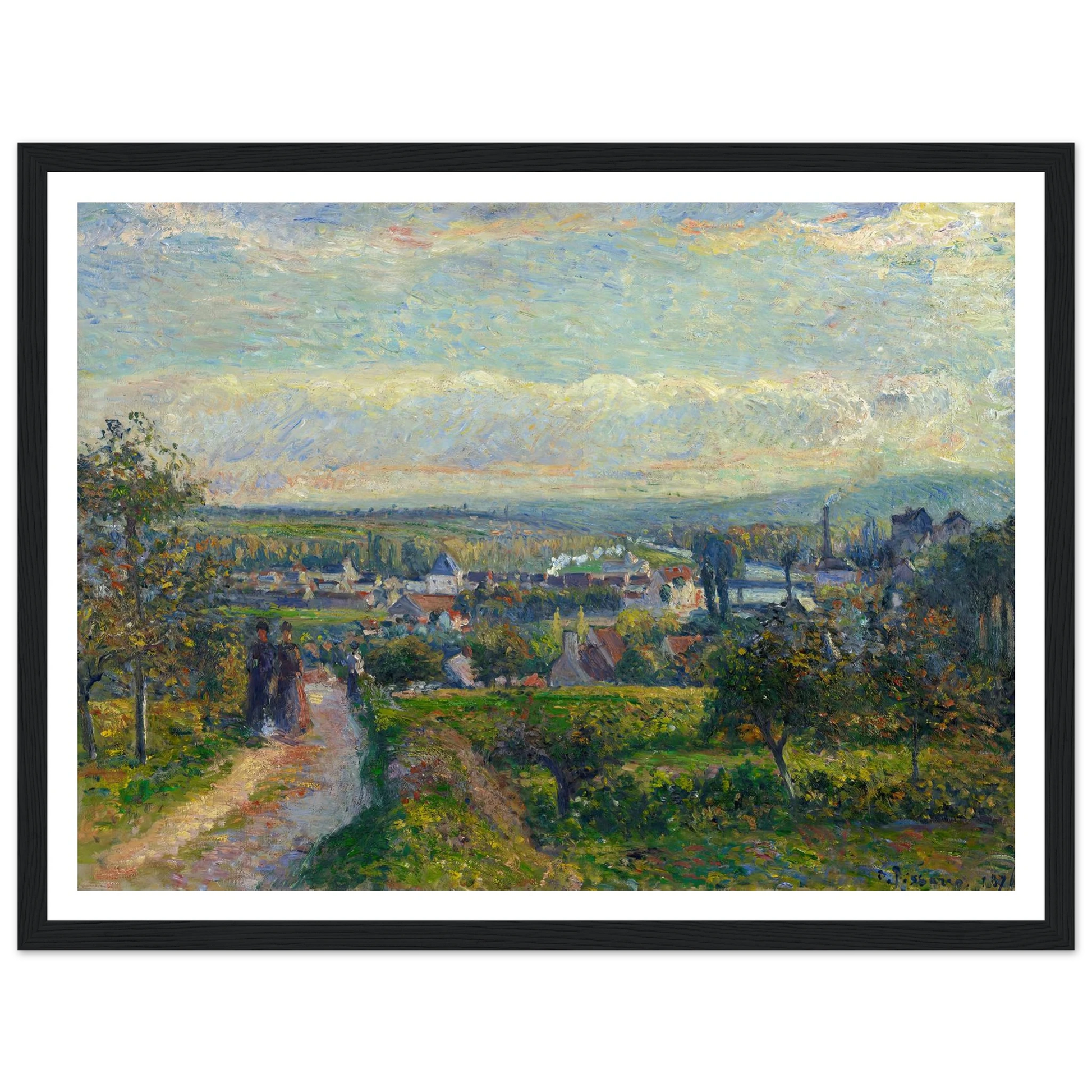 View of Saint-Ouen-l’Aumône (1876) Art Print | Camille Pissarro - Framed Poster - 30x40 cm / 12x16″ - Black frame